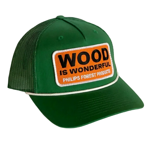 Wood Is Wonderful Kelly Green Phillips Richardson Trucker Hat