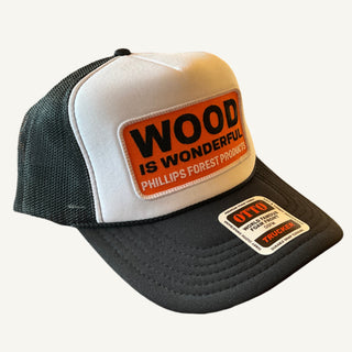 Wood Is Wonderful black and white Otto Trucker Hat