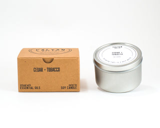 Metal Tin Soy Candle - Cedar/Tobacco-Calyan Wax Co-candle 