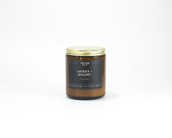Amber Jar Soy Candle - Lavender/Bergamot-Calyan Wax Co-candle 