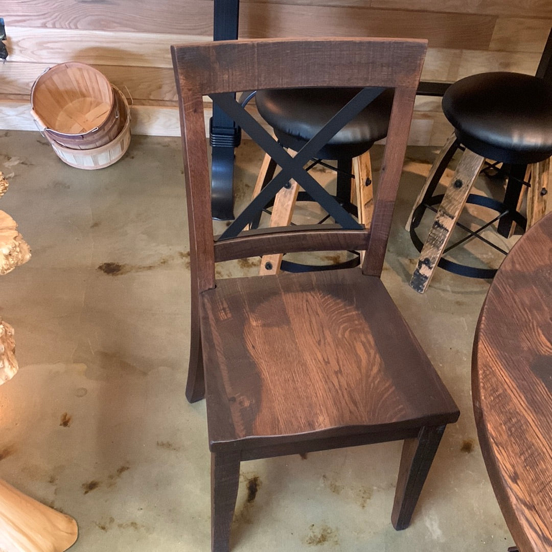 Metal Back, Wooden Dining Chair