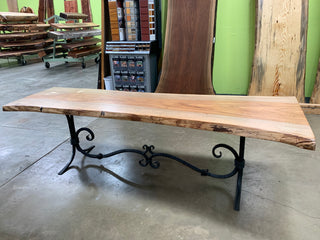 Pecan Table with a Steel Base