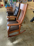 Quartersawn White Oak & Dark Leather Rocking Chair-2