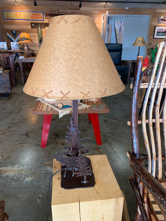 Nature Theme Lamp with Plain Oil Shade