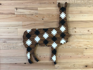 Wood Art Hand Crafted Llama - Brown/White