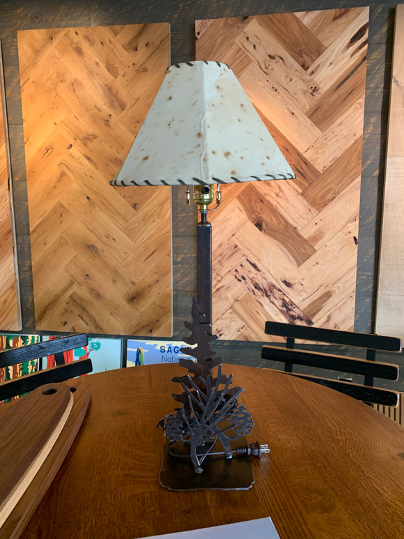 Nature Theme Lamp With Sheepskin Shade