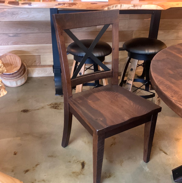 Metal Back, Wooden Dining Chair