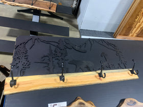 Coatrack with Bear and Eagle Scene