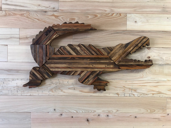 Wood Art by Lia Parker- Hand Crafted Alligator Brown