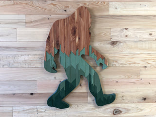 Wood Art by Lia Parker - Brown/Green Sasquatch Yeti