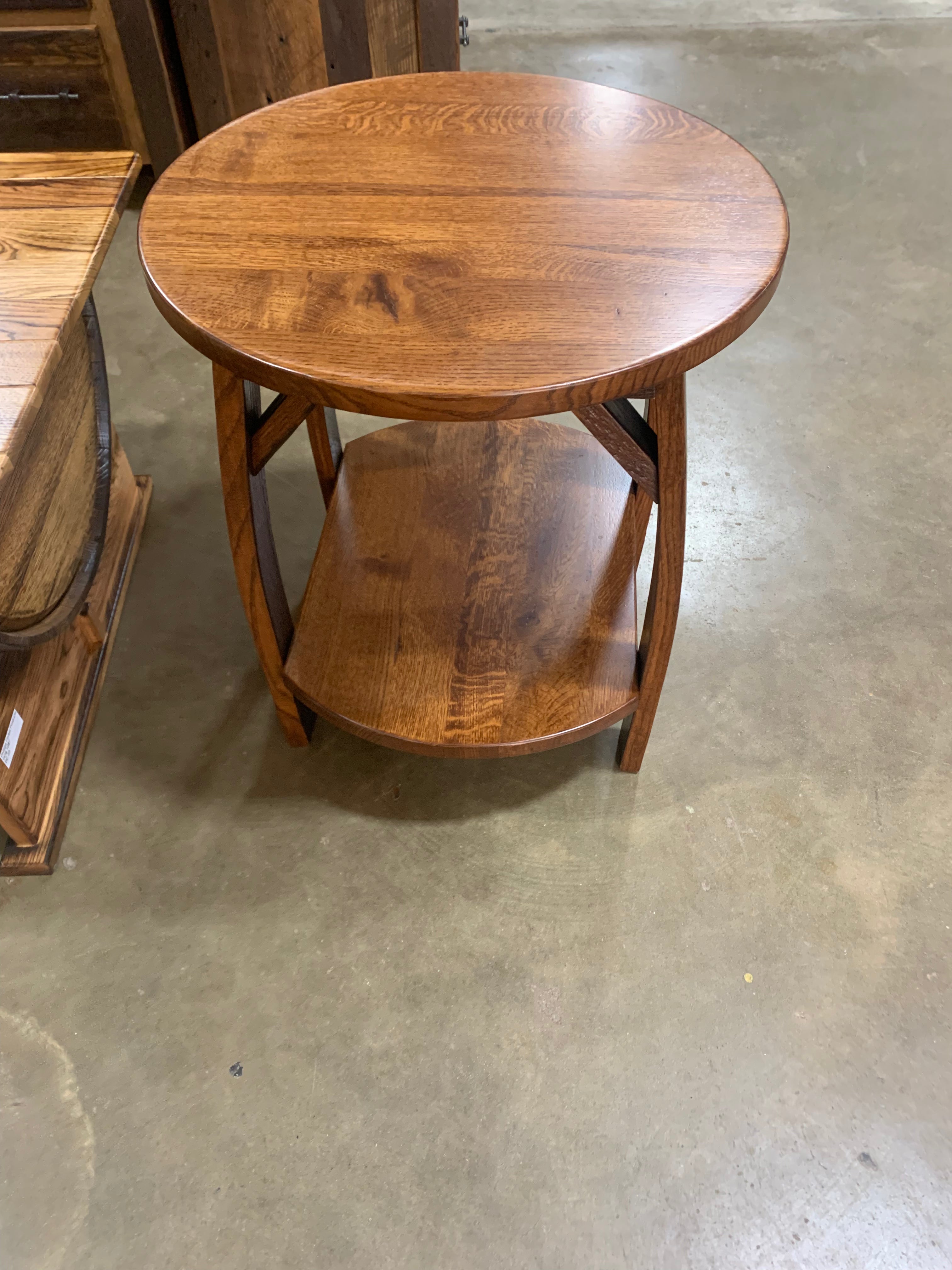 Circular Quartersawn White Oak Barrel Endtable