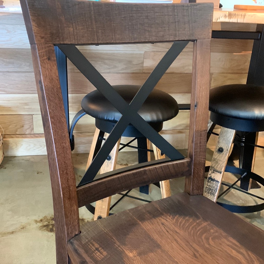 Metal Back, Wooden Dining Chair - 0