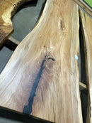  Live edge sycamore wood slab with natural grain and satin finish
