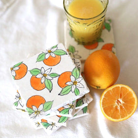 Orange Blossom Marble Coaster- Set of 4