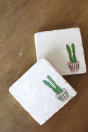 Painted Cactus Marble Coaster- Set of 4