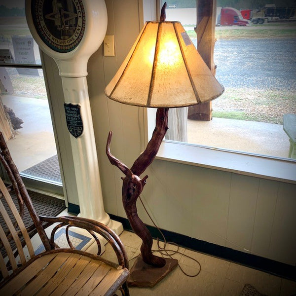 Rustic river wood floor lamp