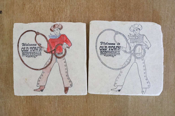 Painted Scottsdale Marble Coaster