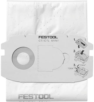 Festool 498410 Cloth Replacement Filter Bags For CT Mini Dust Extractor, 5-pack