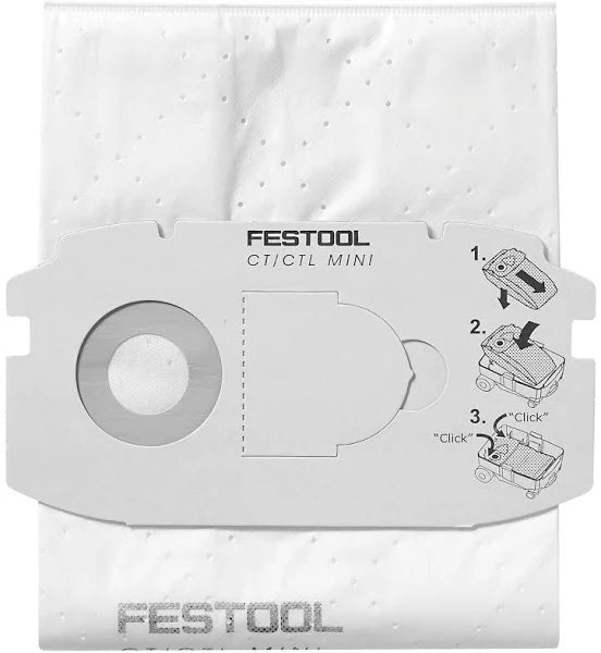 Festool 498410 Cloth Replacement Filter Bags For CT Mini Dust Extractor, 5-pack