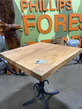 Square edge pecan slab with rich golden-brown tones, natural grain patterns, and organic edges
