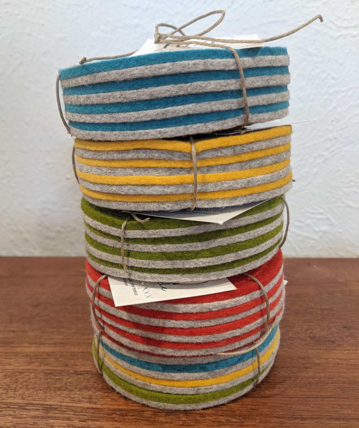 Foxly Handmade Wool Coaster- Yellow - Set of 4 - 0
