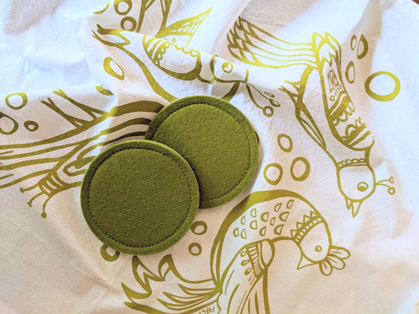 Foxly Handmade Wool Coaster- Green- Set of 4